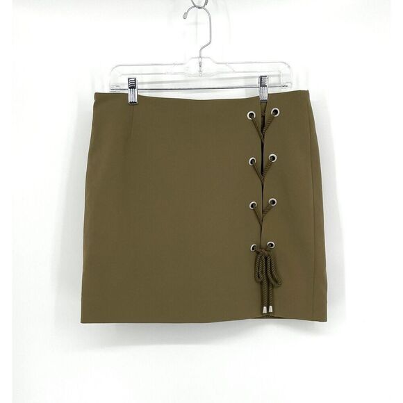 Rebecca Minkoff Khaki Lace-Up Mini Skirt - Picture 1 of 9